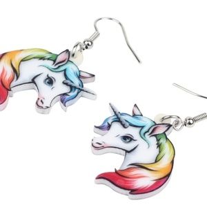 Rainbow unicorn earrings